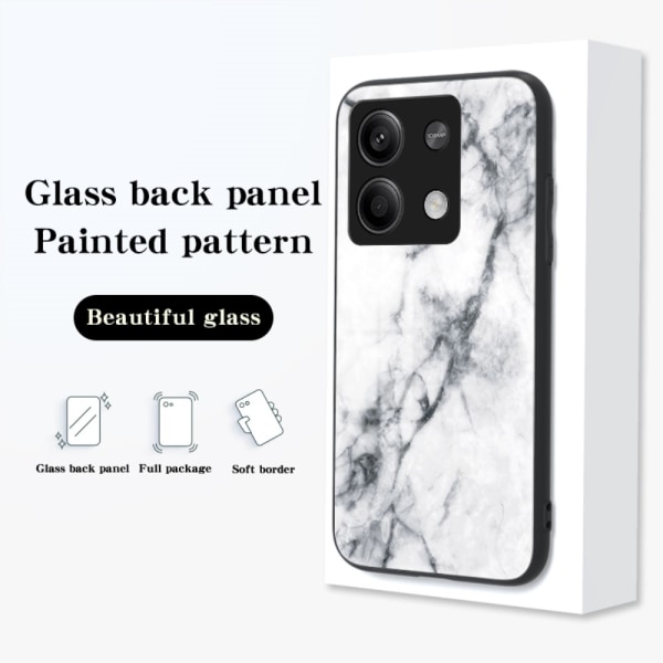 SKALO Xiaomi Redmi Note 13 5G Marmor Härdat Glas TPU-skal - Motiv 3 multifärg