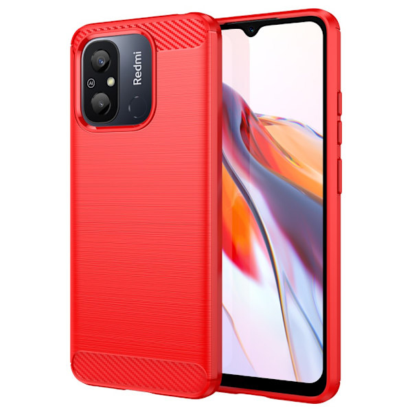 SKALO Xiaomi Redmi 12C 4G Armor Carbon Iskunkestävä TPU suojakuori - Valitse väri Red