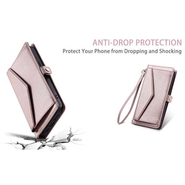 SKALO Samsung A16 PU-Nahkakotelo Lompakkokotelo - Ruusukulta Pink gold