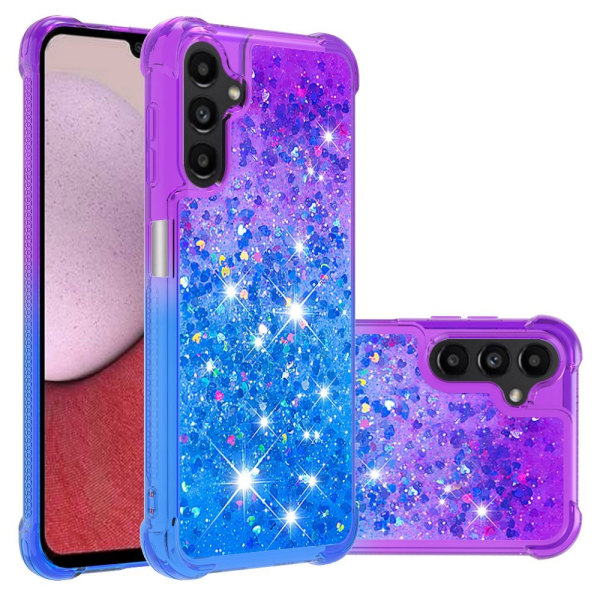 SKALO Samsung A14 5G Kvicksand Glitter Hjärtan TPU-skal - Lila-Blå multifärg