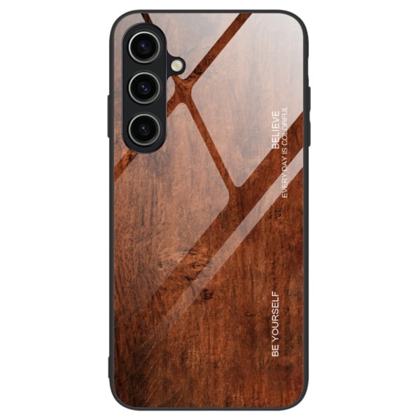 SKALO Samsung A15 5G Wood Härdat Glas TPU-skal - Brun Brun