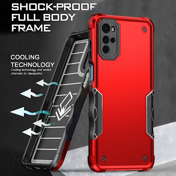 SKALO Motorola Moto G22 Shockproof Armor Hybrid Cover - Turkis Turquoise