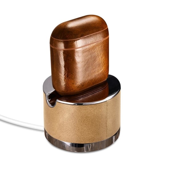 SKALO AirPods 1/2 ICARER Cover i ægte læder - Brun Brown