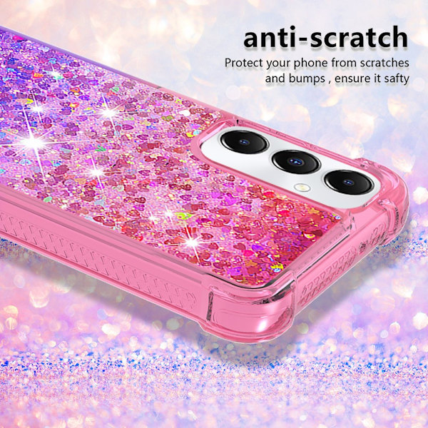 SKALO Samsung A05s 4G Juoksuhiekka Glitter Sydämet TPU kuori - Pinkki-Violetti Multicolor