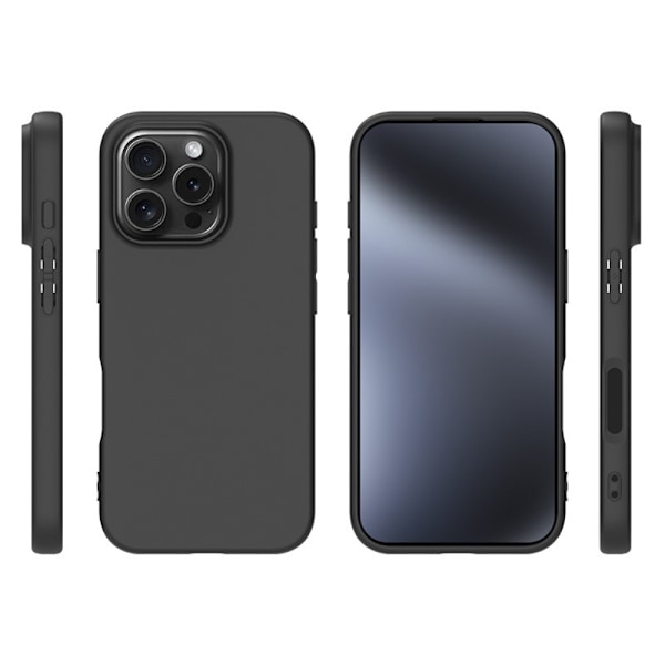 SKALO iPhone 16 Pro Max Mattamusta erittäin ohut TPU-suojakuori Black