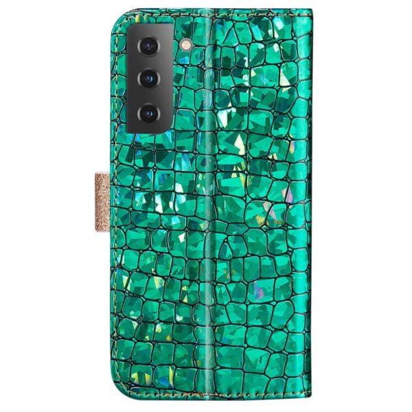 SKALO Samsung S22 Croco Glitter lompakkokotelo - vihreä Green