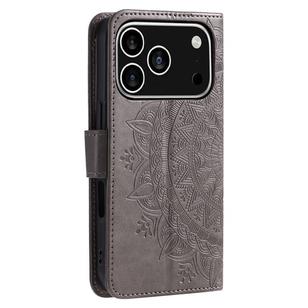 SKALO Mandala Plånboksfodral för iPhone 18 Pro - Grå grå