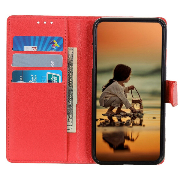 SKALO Samsung A14 4G/5G Litchi Lompakkokotelo - Punainen Red