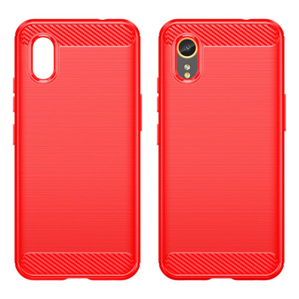 SKALO Samsung Xcover 7 Armor Carbon Iskunkestävä TPU suojakuori Red