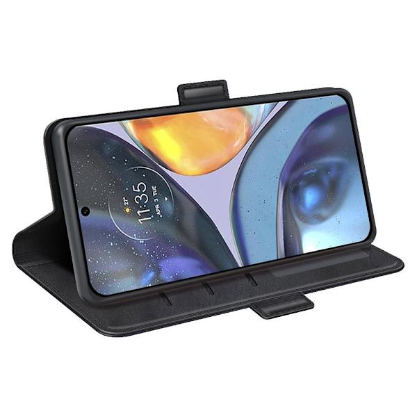 SKALO Motorola Moto G22 Premium Wallet Lompakkokotelo - Musta Black