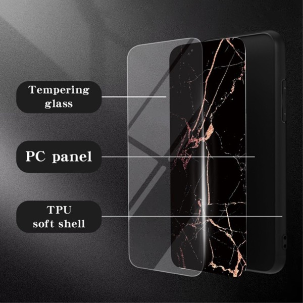 SKALO Samsung A55 5G Marmor Härdat Glas TPU-skal - Motiv 2 multifärg