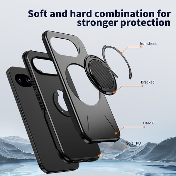 SKALO Roterende Ring Cover til Google Pixel 10a - Sort Black