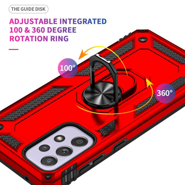 SKALO Samsung A33 5G Armor Hybrid metal ring cover - Rød Red