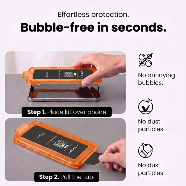 2-PAK Tech-Protect Quick Set Spy+ Privacy Skærmbeskyttelse i Hærdet glas til iPhone 18 Pro Max - Sort Black