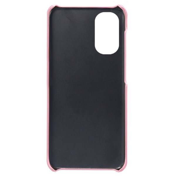 SKALO Moto G51 PU-Läder Korthållare Skal - Roséguld Pink gold
