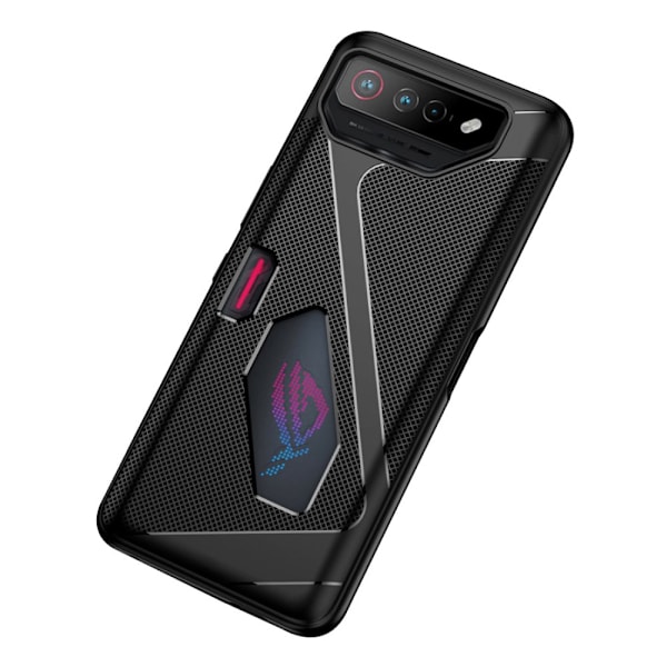 SKALO Asus ROG Phone 7 5G Carbon Fiber TPU-suojakuori - Musta Black