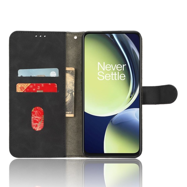 SKALO OnePlus Nord CE 3 Lite 5G Matt PU Nahka lompakkokotelo - M Black