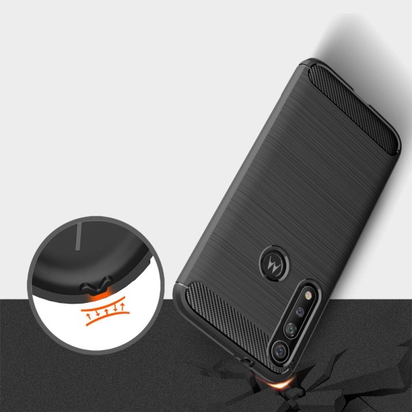 Stødsikker Armour Carbon TPU cover Moto G8 Plus - flere farver Black