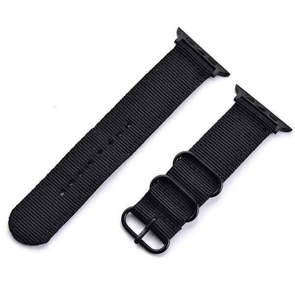 SKALO Nato-ranneke Nylon Apple Watch SE 44mm - Valitse väri Black