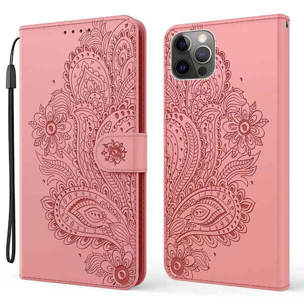 SKALO iPhone 13 Pro Max Mandala Plånboksfodral - Ljusrosa Ljusrosa
