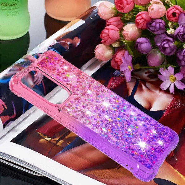 SKALO Samsung A53 5G Kvicksand Glitter Hjerter TPU Cover - Pink- Multicolor