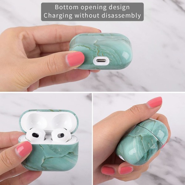 SKALO AirPods 3 Marmori suojakuori, jossa on karabiini - #3 Multicolor
