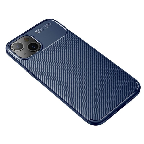 SKALO iPhone 13 Carbon Fiber TPU etui - Blå Blue