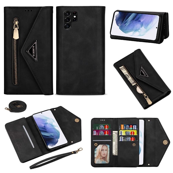 SKALO Samsung S24 Ultra Evelope Clutch 8-RUM - Sort Black