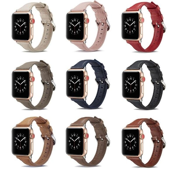 SKALO Smalt Læderarmbånd Apple Watch Series 1-3 42mm - Vælg farve Red