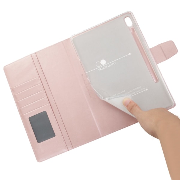 SKALO Samsung Tab S7/S8 PU-nahkainen Lompakkokotelo - Ruusukulta Pink gold