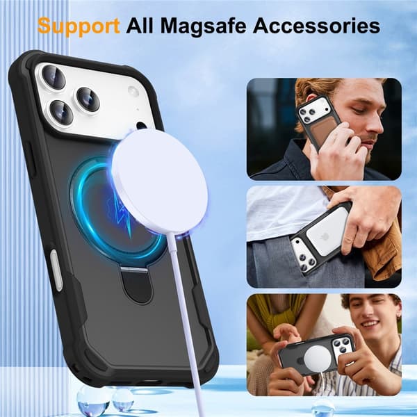SKALO iPhone 17 Pro Armor Ring Cover - Sort Black