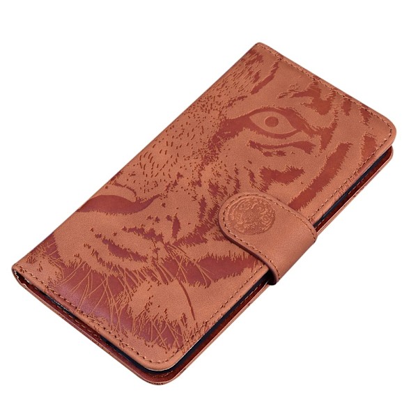 SKALO Motorola Moto G84 5G Embossed Tiger Plånbok - Brun Brun