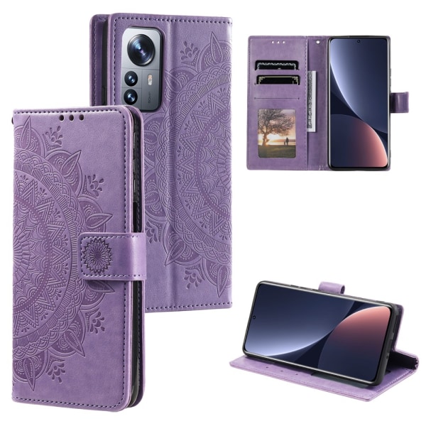SKALO Xiaomi 12 Pro Mandala Flip Cover - Lilla Purple