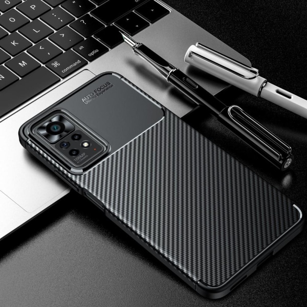 SKALO Xiaomi Redmi Note 11 Pro Carbon Fiber TPU-skal - Svart Svart