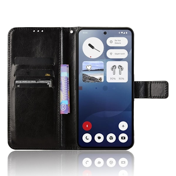 SKALO Nothing Phone (3a) 5G PU-læder Flip Cover - Sort - Vælg farve Black