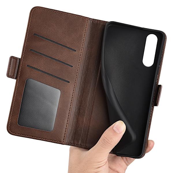 SKALO Sony Xperia 10 V Premium Wallet Lompakkokotelo - Ruskea Brown
