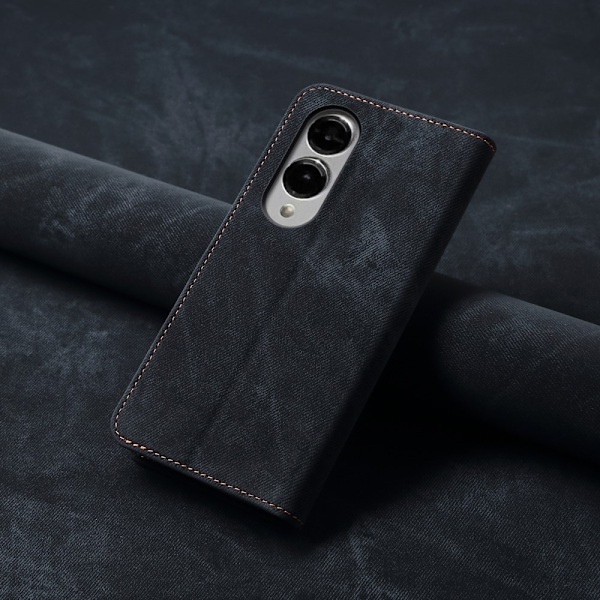 SKALO Samsung S25 Edge Jeans Flip Cover - Sort Black