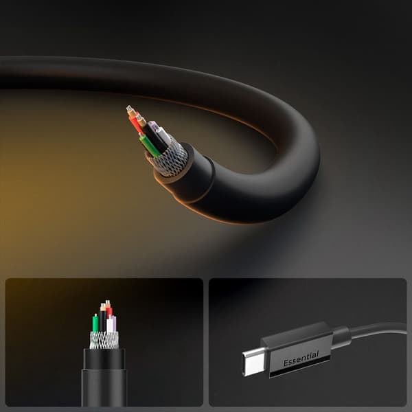 Spigen EB6010CC Essential USB-C-kaapeli 60W 1m - Musta Black