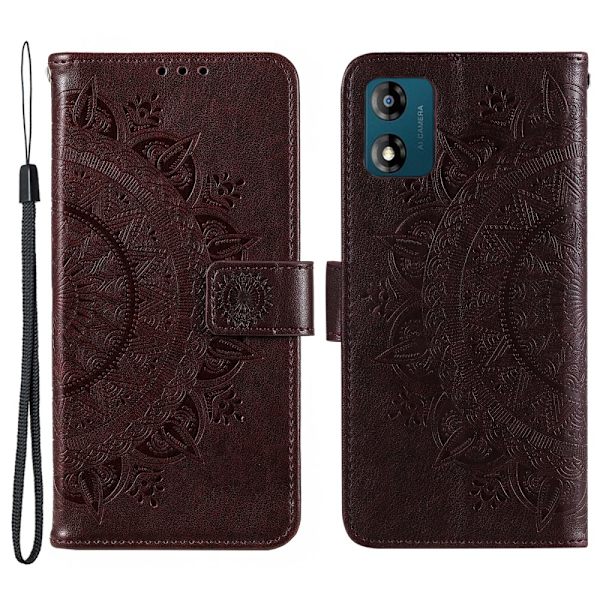 SKALO Motorola Moto E13 4G Mandala Flip Cover - Brun Brown