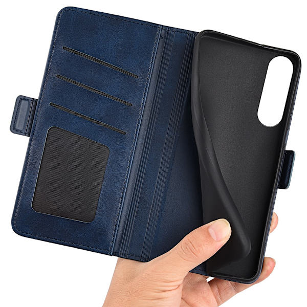 SKALO Sony Xperia 1 V Premium Wallet Flip Cover - Blå Blue