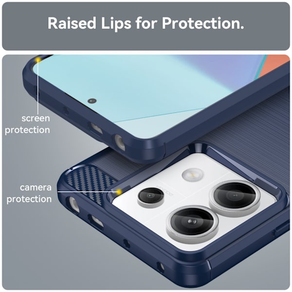 SKALO Xiaomi Redmi Note 13 Pro 5G Armor Carbon Stöttåligt TPU-skal - Fler färger Blå