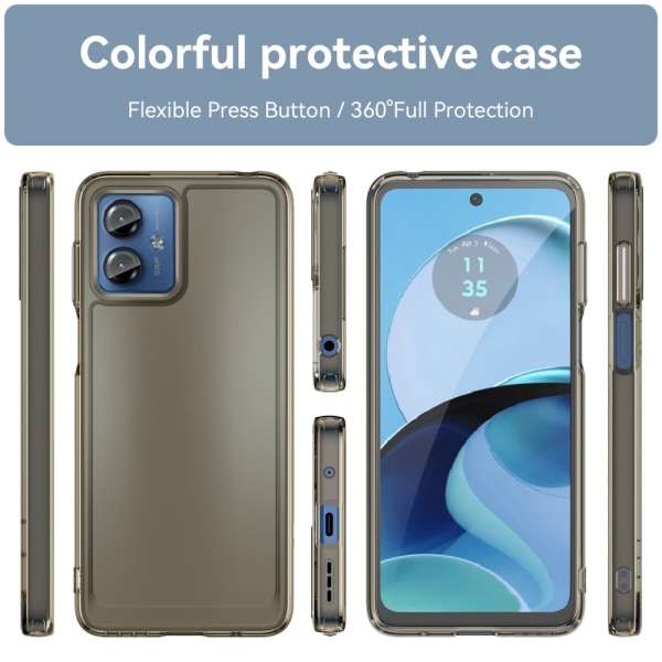 SKALO Motorola Moto G14 Läpinäkyvä TPU Metal Buttons Suojakuori - Harmaa Grey
