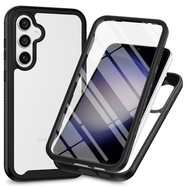SKALO Samsung A56 5G Shockproof Clear Hybrid+Skærmbeskyttelse Cover - Sort Black