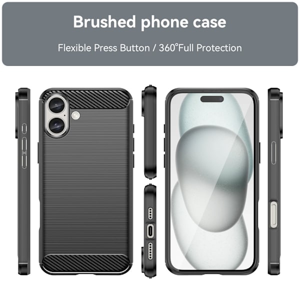 SKALO iPhone 16 Plus Armor Carbon Stöttåligt TPU-skal - Fler färger Svart