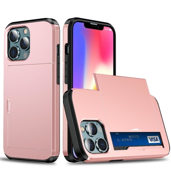 SKALO iPhone 13 Armor Cover -korttikotelo - ruusukulta Pink gold