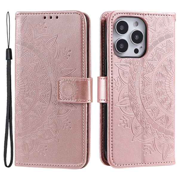 SKALO iPhone 16 Pro Max Mandala Flip Cover - Rosa guld Pink gold