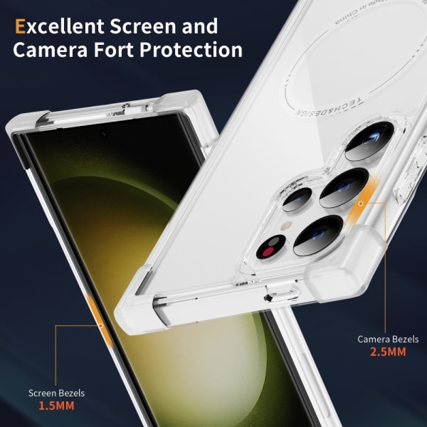 SKALO Samsung S24 Ultra Ekstra stærk magnetisk ring Bumper TPU-cover - Hvid White