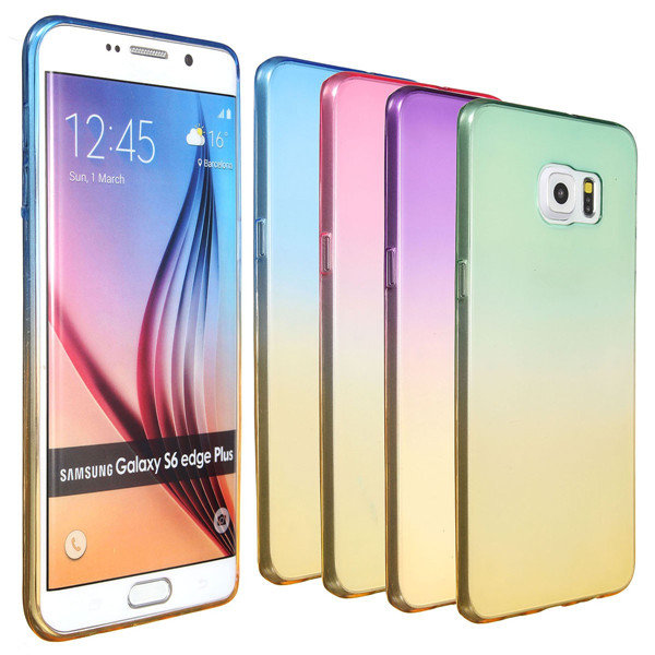 Gradienttivärinen silikoni-TPU-kuori Samsung S6:lle - eri värejä MultiColor Grön/Gul