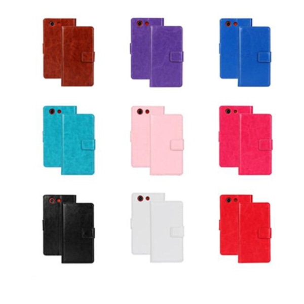 PU-nahkaa valmistettu lompakkokotelo Sony Z3 Compactille - enemmän värejä Cerise