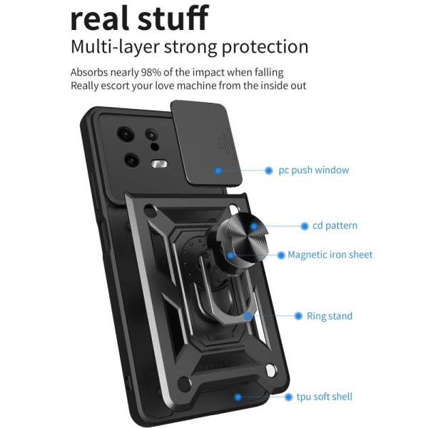 SKALO Xiaomi 13 5G Armor hybridi metallirengas kameran liukusäädin - - Punainen Red